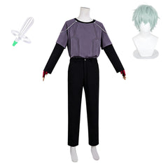 Cosplay Costume Till Final Round 6 Alien Stage(2026) TV Cosplay Tenue Grise Homme Perruque Mic