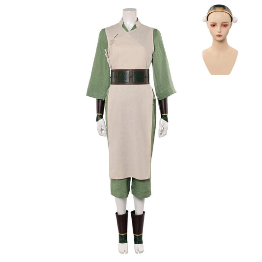 Cosplay Costume Toph Beifong Avatar: The Last Airbender 2(2026) TV Cosplay Tenue Beige et Verte Femme Accessoires