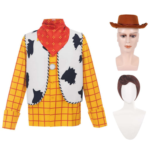 Cosplay Costume Woody Film Cosplay Chemise Jaune Homme Chapeau Perruque