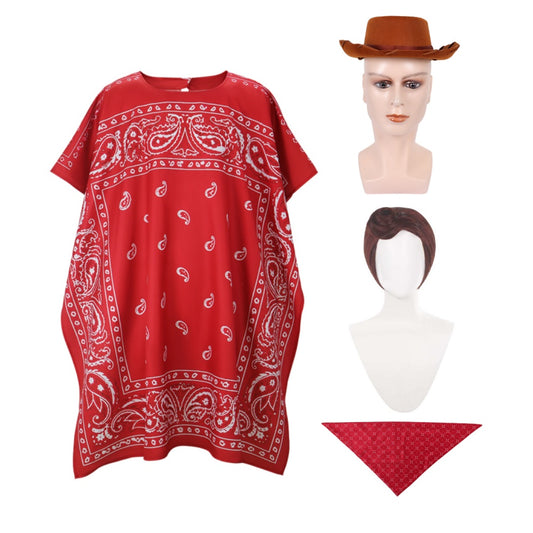Cosplay Costume Woody Film Cosplay Manteau Rouge Homme Perruque Chapeau Foulard