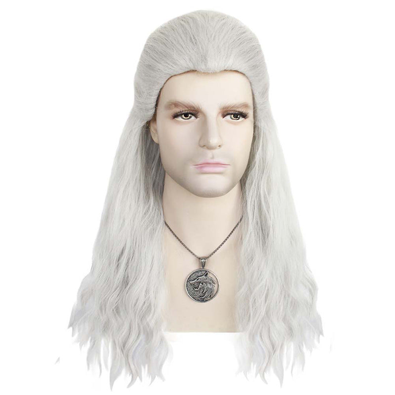 Cosplay Perruque Geralt of Rivia The Witcher TV Cosplay Perruque Blanche Homme