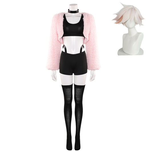 Femme Hazbin Hotel 2‎(2025) Angel Dust Tenue Rose NoirCosplay Costume