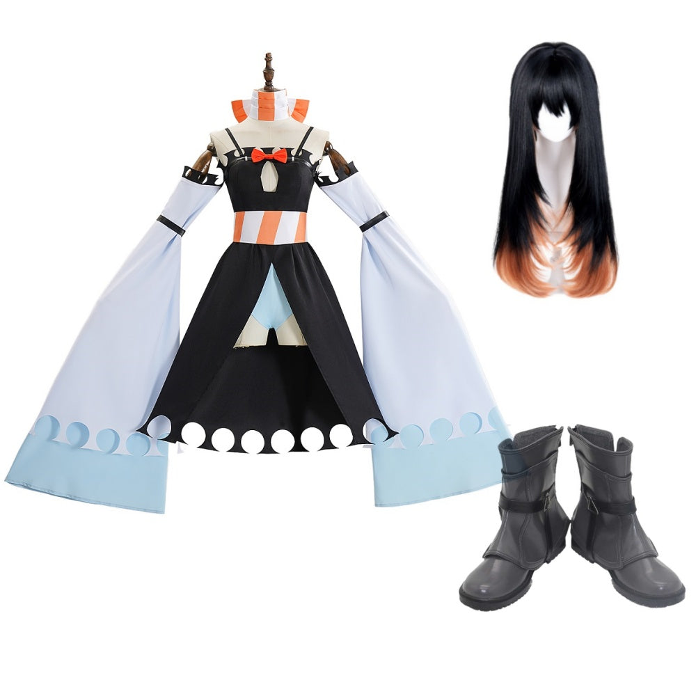 Gachiakuta Amo Robe Noire Cosplay Costume Perruque Chaussures Nouveau