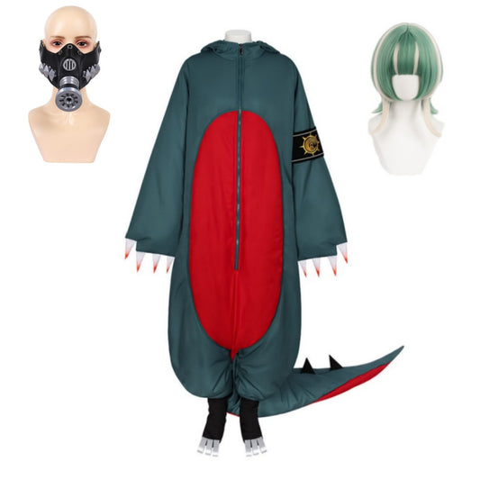 Gachiakuta Guita Tenue Grise et Rouge Cosplay Costume Perruque Masque