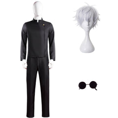 Gojo Satoru Jeune Tenue de l’École d’Exorcisme Cosplay Costume Perruque