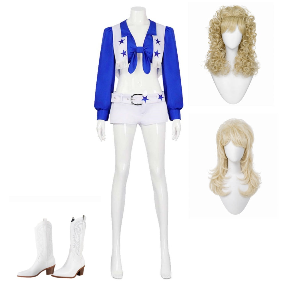 Rhinestone(1984) Dolly Parton Dallas Cowboys Cheerleaders Cosplay Costume Perruque CHaussures