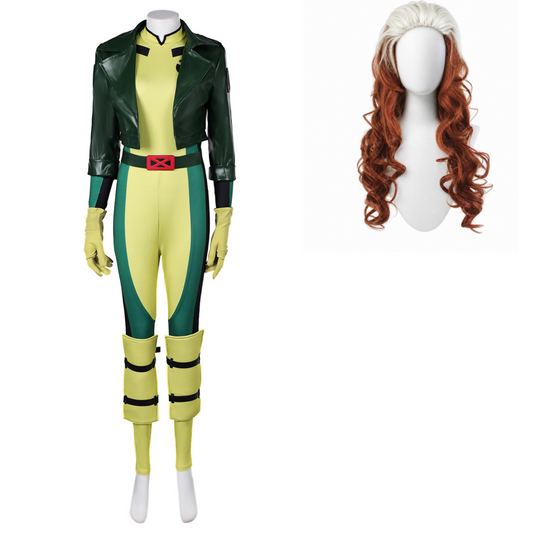 X-Men '97(2024) Rogue Combinaison Verte Cosplay Costume Perruque