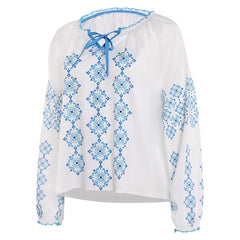 ABBA Anni-Frid Synni Lyngstad Chemise Bleu et Blanc 1970S Cosplay Costume