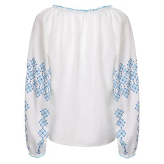 ABBA Anni-Frid Synni Lyngstad Chemise Bleu et Blanc 1970S Cosplay Costume