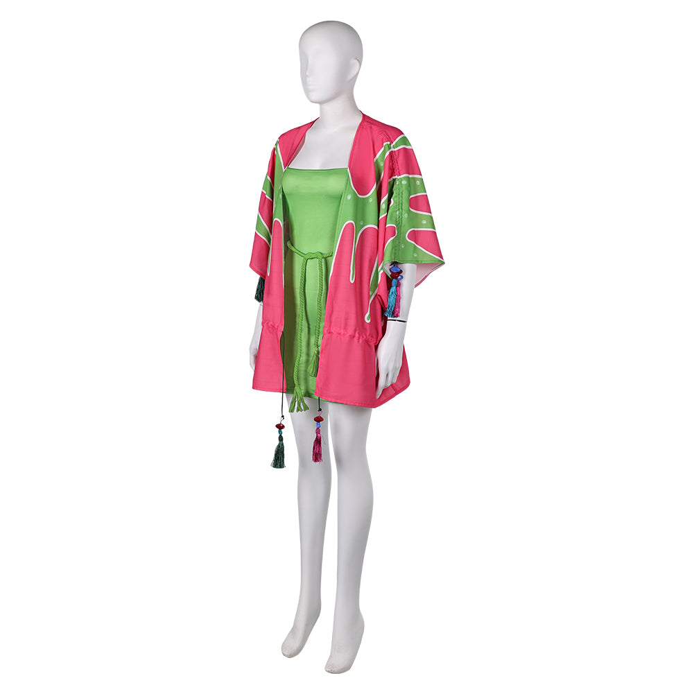 ABBA Femme  Agnetha Faltskong 1970s Tenue Rose-vert Costume Vintage