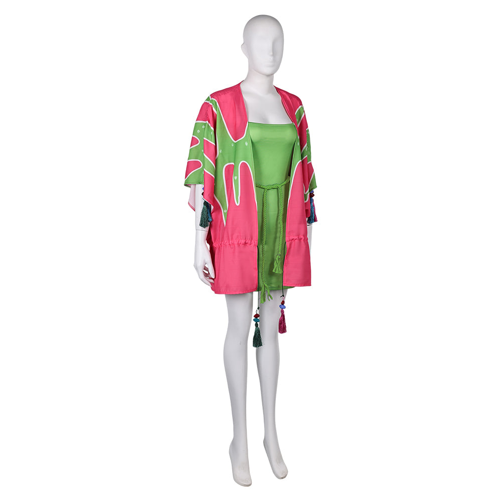 ABBA Femme  Agnetha Faltskong 1970s Tenue Rose-vert Costume Vintage