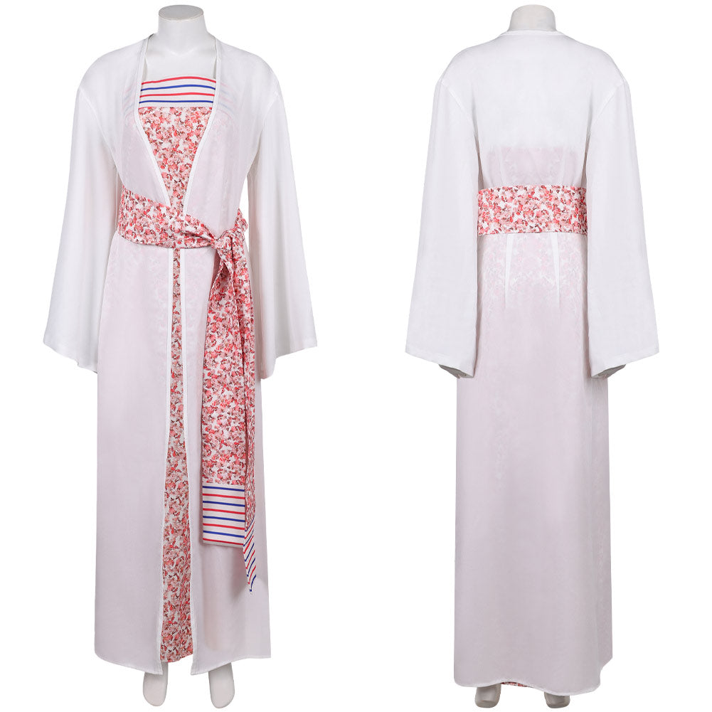 ABBA Femme Anni-Frid Lyngstad 1970s Robe Rose et Blanche Costume Vintage