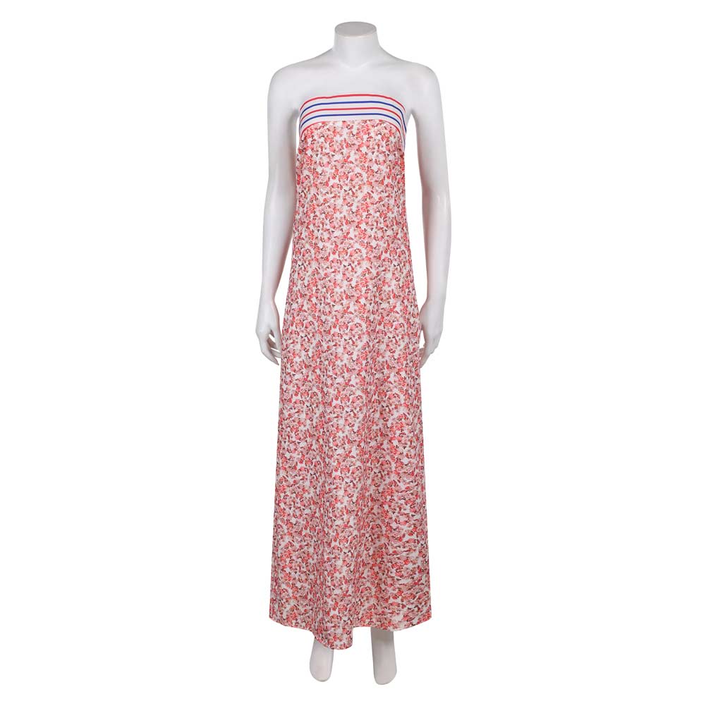 ABBA Femme Anni-Frid Lyngstad 1970s Robe Rose et Blanche Costume Vintage