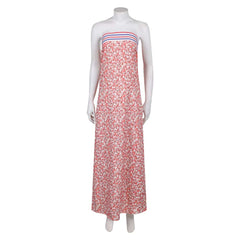 ABBA Femme Anni-Frid Lyngstad 1970s Robe Rose et Blanche Costume Vintage
