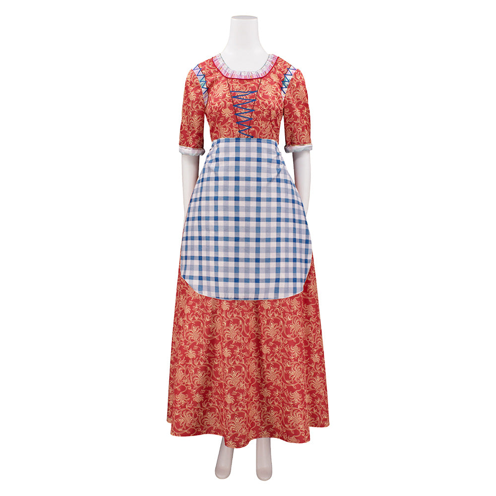 Adulte Blanche Neige(2025) Blanche Robe Rouge+Tablier Cosplay Costume