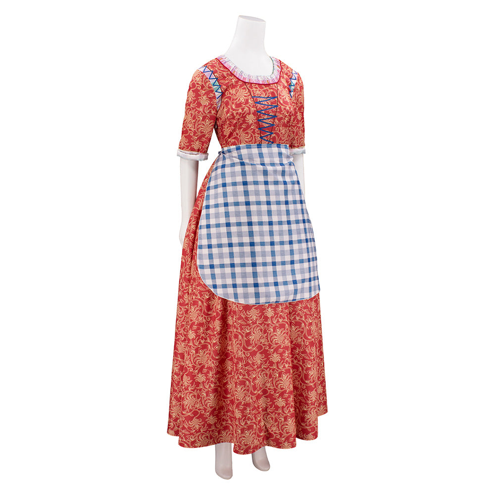 Adulte Blanche Neige(2025) Blanche Robe Rouge+Tablier Cosplay Costume