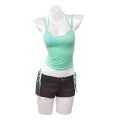 Cosplay Costume Mizi Alien Stage(2026) TV Cosplay Top Vert/Blanc+Short Femme