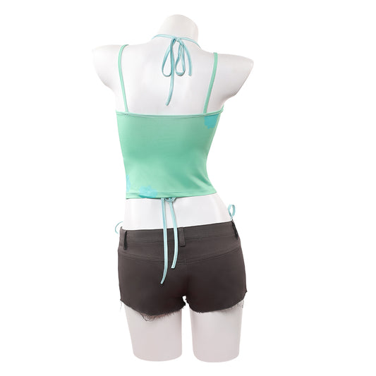 Cosplay Costume Mizi Alien Stage(2026) TV Cosplay Top Vert/Blanc+Short Femme