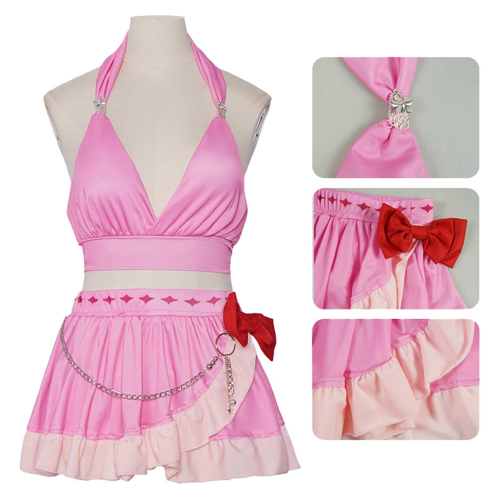 Cosplay Costume Aerith Gainsborough Final Fantasy Jeu Cosplay Maillot de Bain Rose Femme