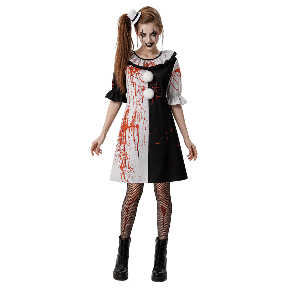 Cosplay Costume Art The Clown Terrifier 4(2026) Film Cosplay Robe Blanche et Noire Femme