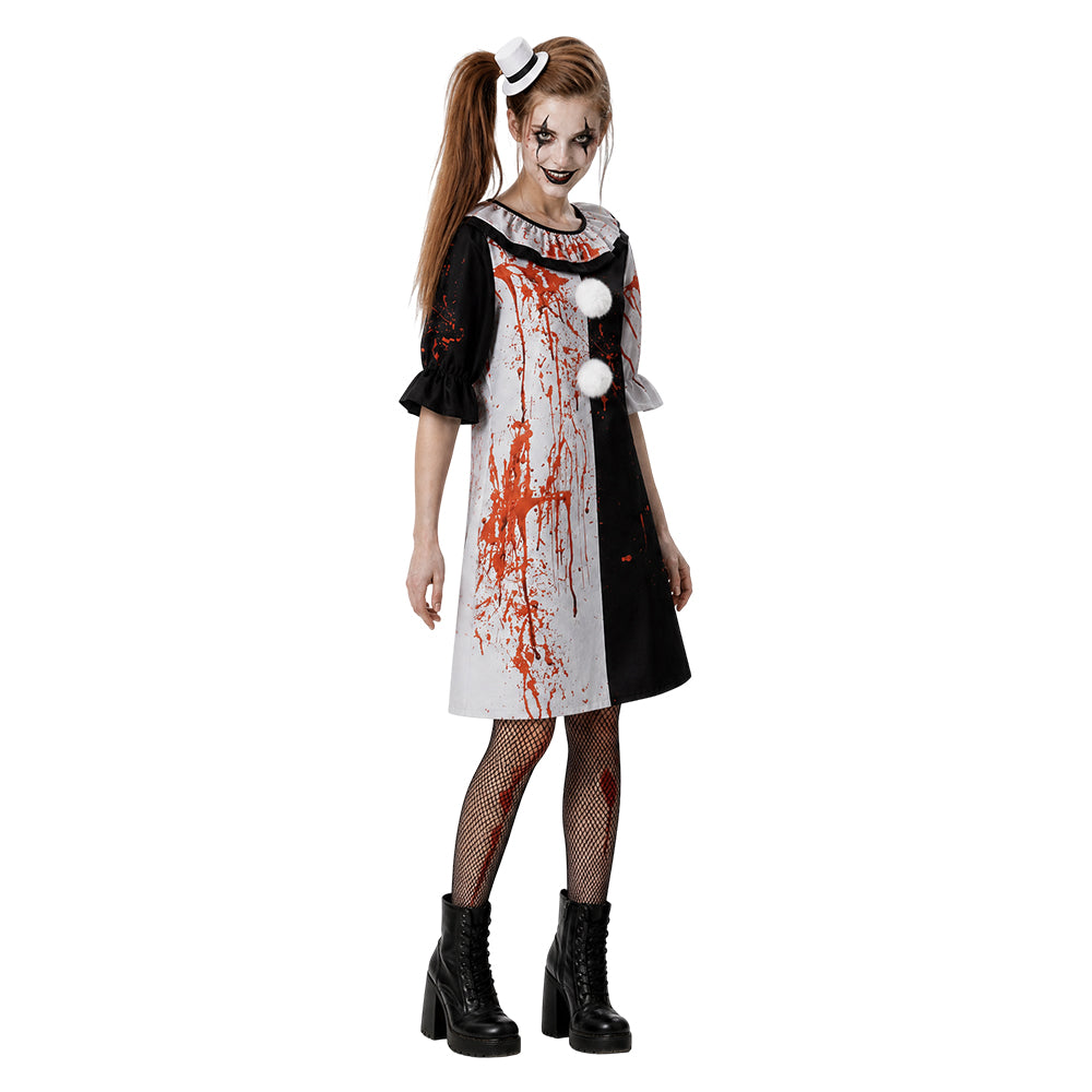 Cosplay Costume Art The Clown Terrifier 4(2026) Film Cosplay Robe Blanche et Noire Femme