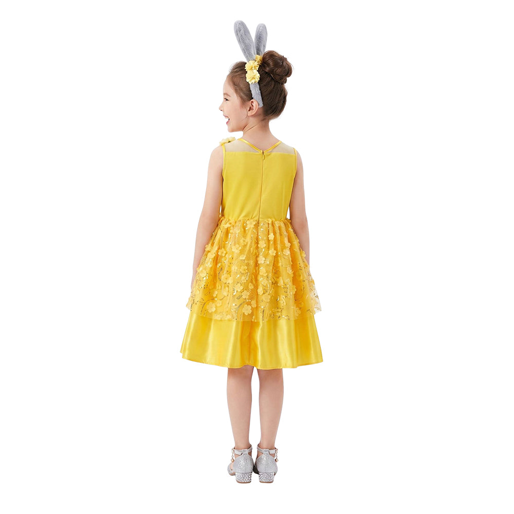 Cosplay Costume Belle La Belle et la Bête Film Cosplay Robe Jaune Enfant
