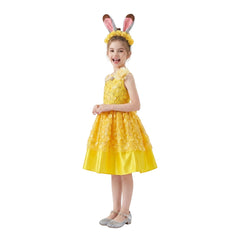 Cosplay Costume Belle La Belle et la Bête Film Cosplay Robe Jaune Enfant