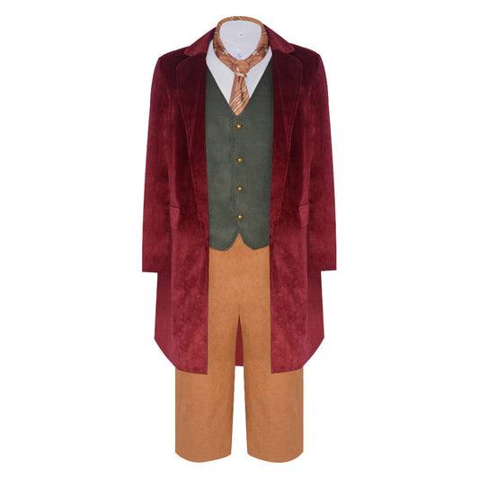 Cosplay Costume Bilbo Baggins The Lord of the Rings(2026) Film Cosplay Tenue Rouge et Marron Homme