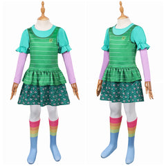 Cosplay Costume Bonnie Film Cosplay Robe Verte Enfant avec Chaussettes