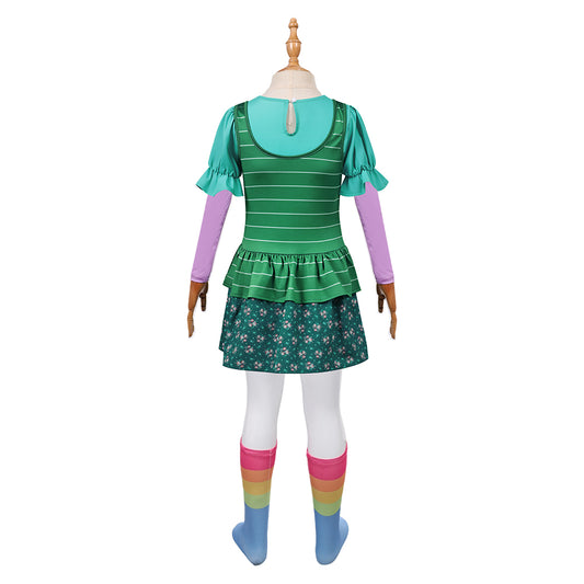 Cosplay Costume Bonnie Film Cosplay Robe Verte Enfant avec Chaussettes