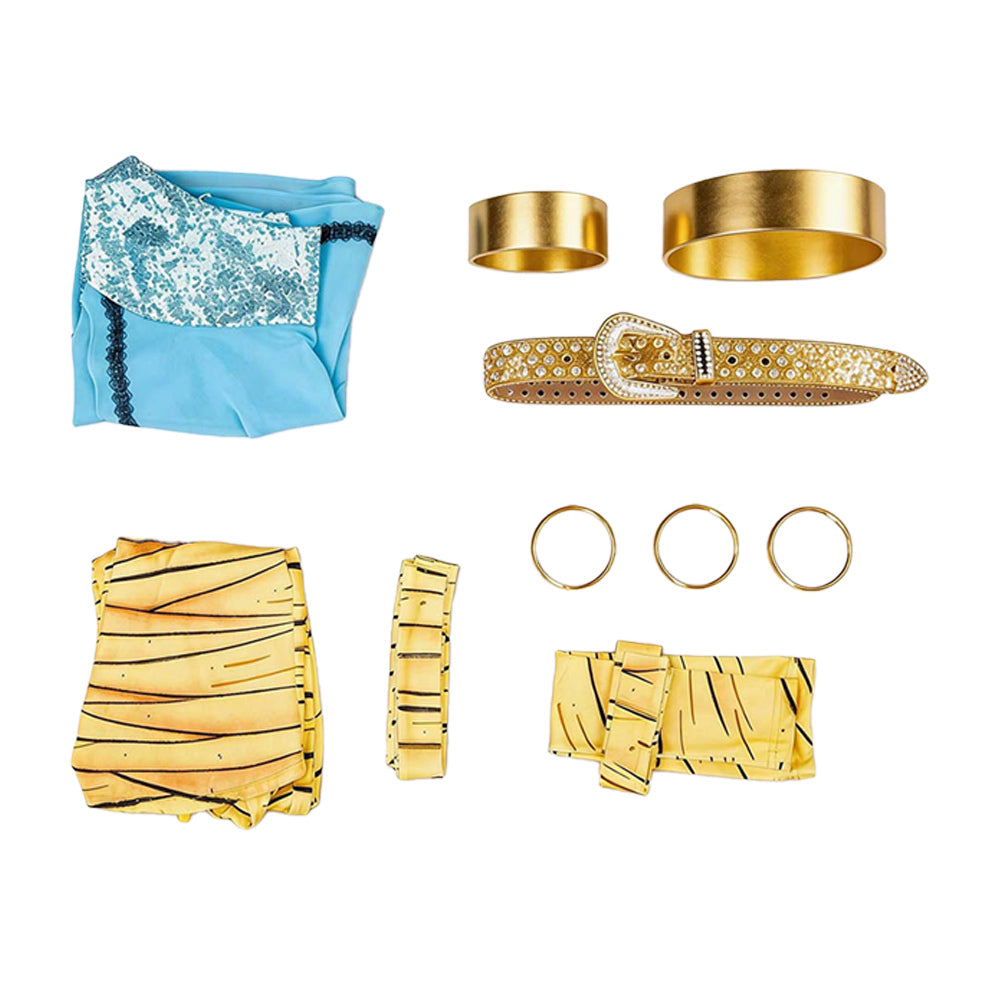 Cosplay Costume Cleo De Nile Monster High TV Cosplay Tenue Bleue et Jaune Femme