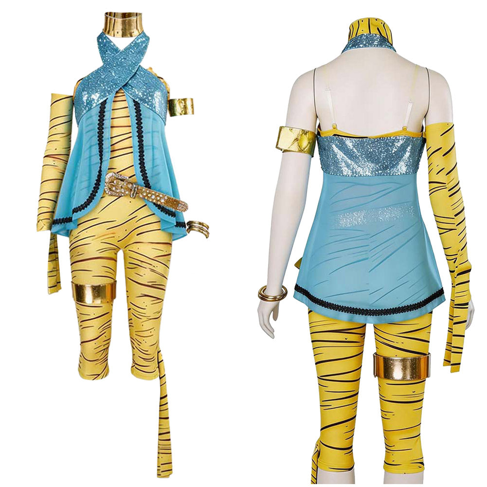 Cosplay Costume Cleo De Nile Monster High TV Cosplay Tenue Bleue et Jaune Femme