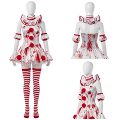 Cosplay Costume Clown Terrifier 4(2026) Film Cosplay Robe Blanche et Rouge Femme