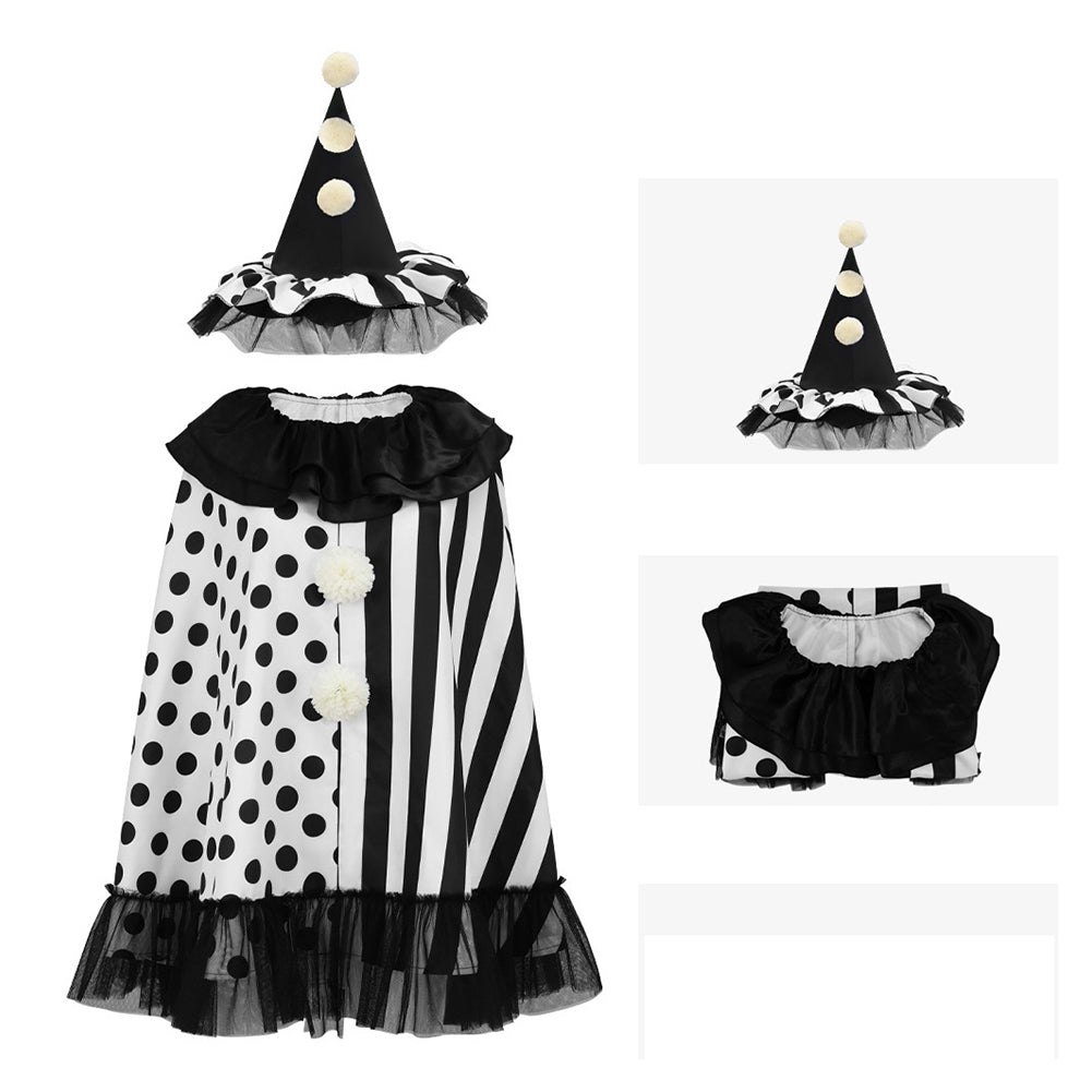Cosplay Costume Clown Terrifier Film Cosplay Robe Noire et Blanche Femme