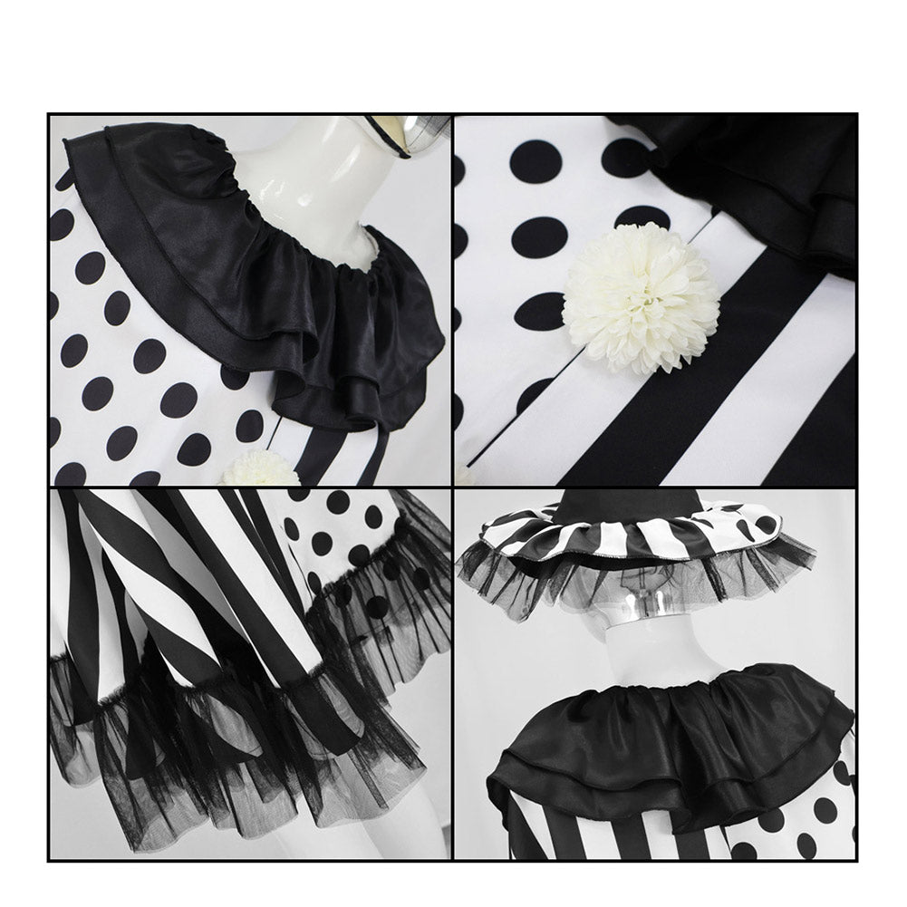 Cosplay Costume Clown Terrifier Film Cosplay Robe Noire et Blanche Femme