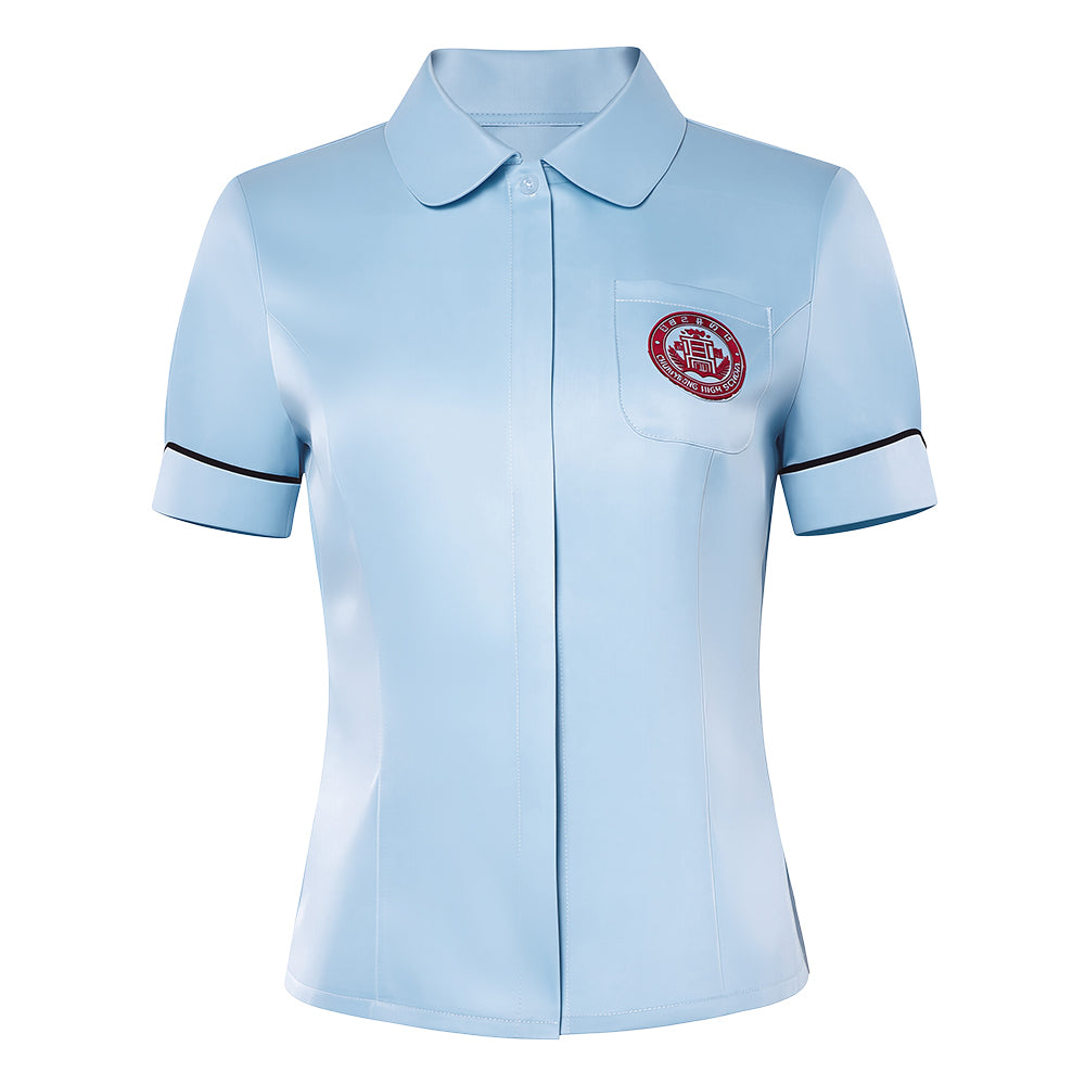 Cosplay Costume Daehan Uniforme Scolaire Teach You a Lesson(2026) TV Cosplay Chemise Bleue Femme