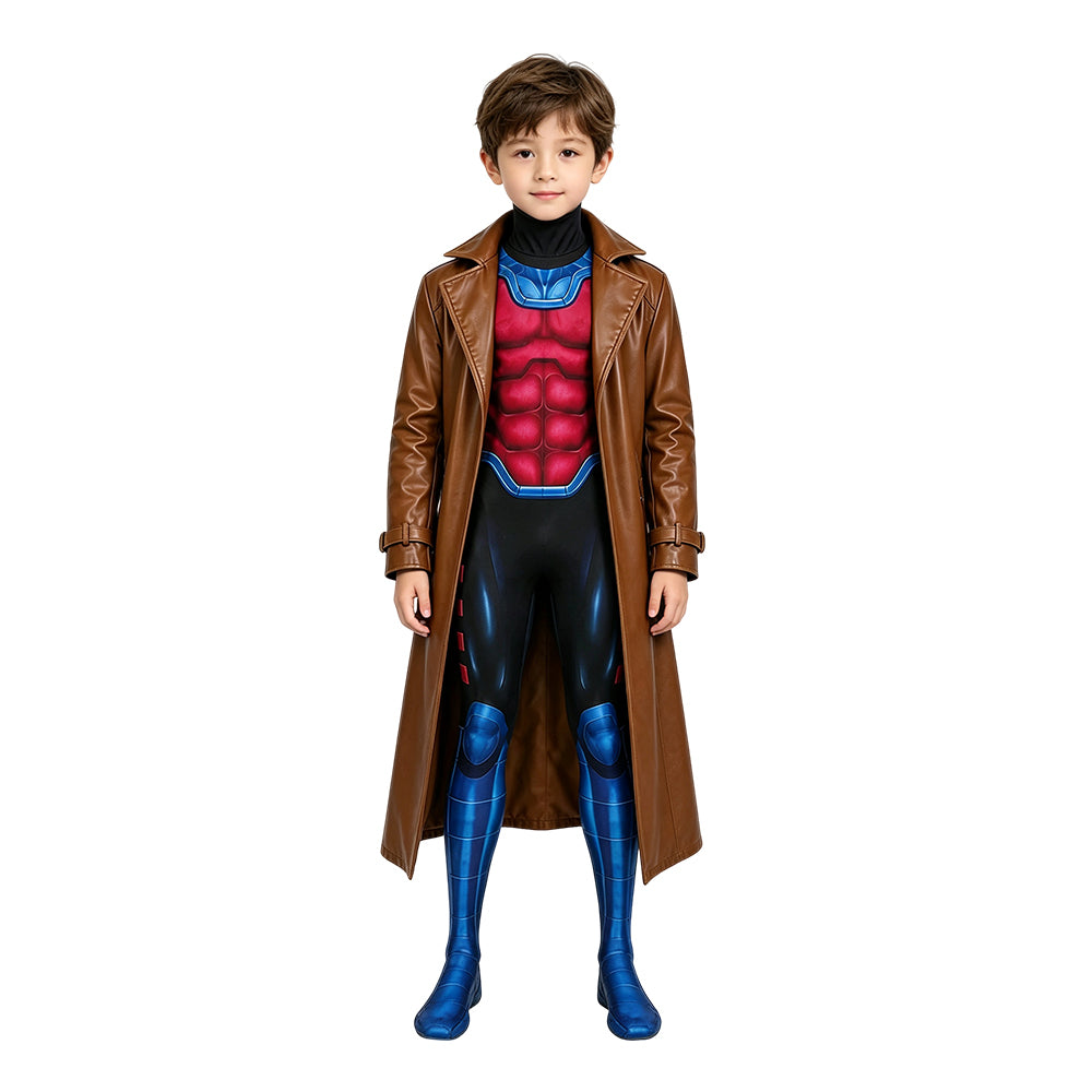 Cosplay Costume Enfant Gambit X-Men '97 Saison 2(2026) TV Cosplay Combinaison Bleue et Rouge