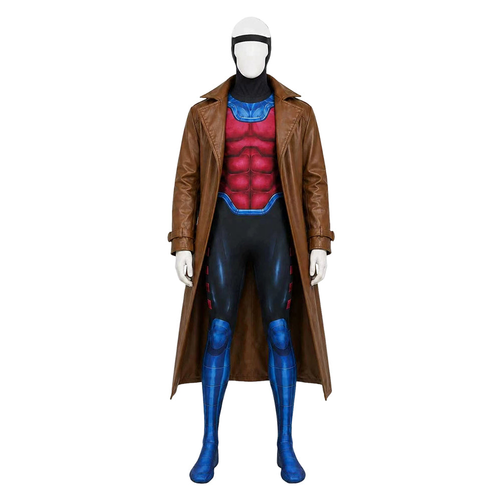 Cosplay Costume Enfant Gambit X-Men '97 Saison 2(2026) TV Cosplay Combinaison Bleue et Rouge