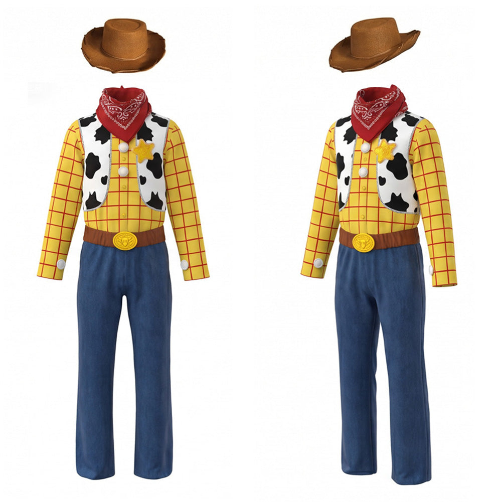 Cosplay Costume Enfant Woody Film Cosplay Tenue Jaune et Bleue