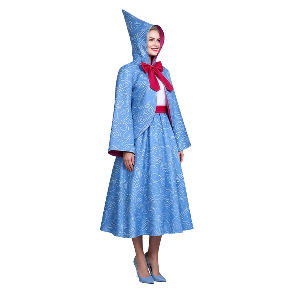 Cosplay Costume Fée Marraine Cendrillon Film Cosplay Tenue Bleue Femme