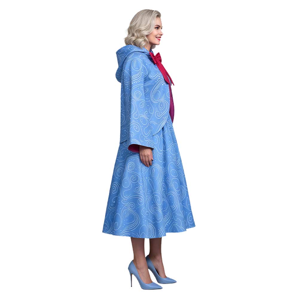 Cosplay Costume Fée Marraine Cendrillon Film Cosplay Tenue Bleue Femme