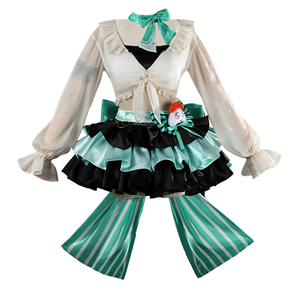 Cosplay Costume Haruka Arknights Jeu Cosplay Tenue Blanche et Verte Femme