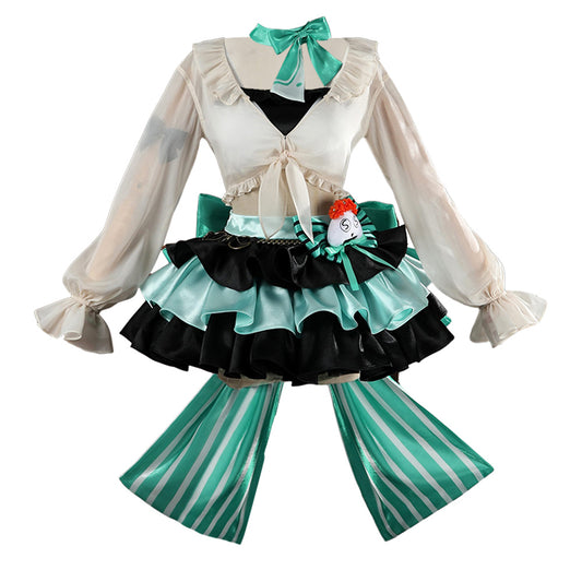Cosplay Costume Haruka Arknights Jeu Cosplay Tenue Blanche et Verte Femme