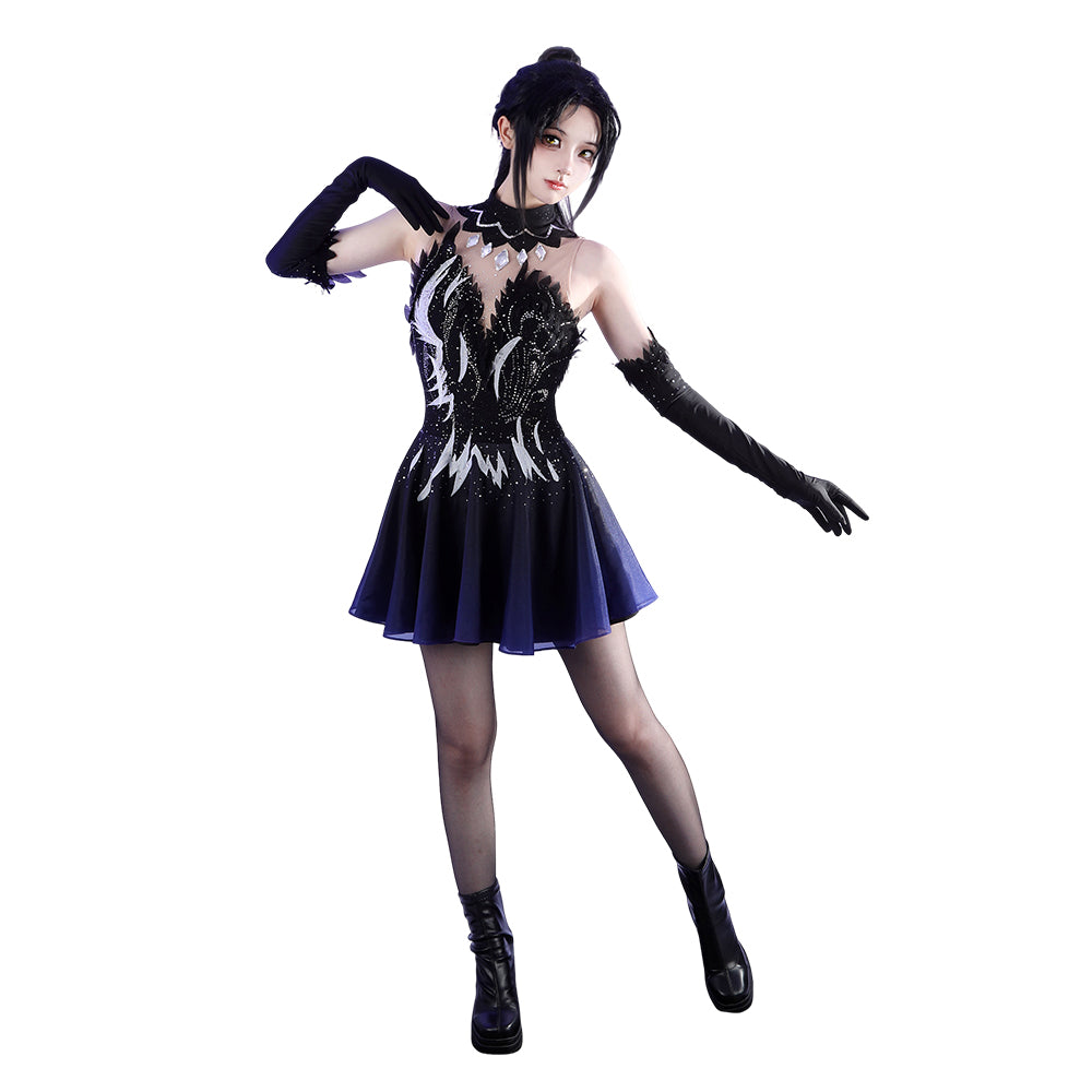Cosplay Costume Hikaru Kamisaki Medalist Anime Cosplay Robe de Patinage Noire Femme