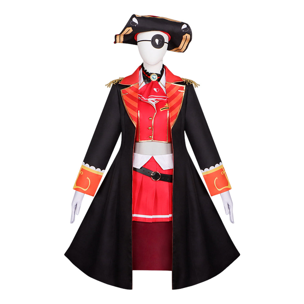 Cosplay Costume Houshou Marine Hololive Youtuber Cosplay Tenue Noire et Rouge Femme