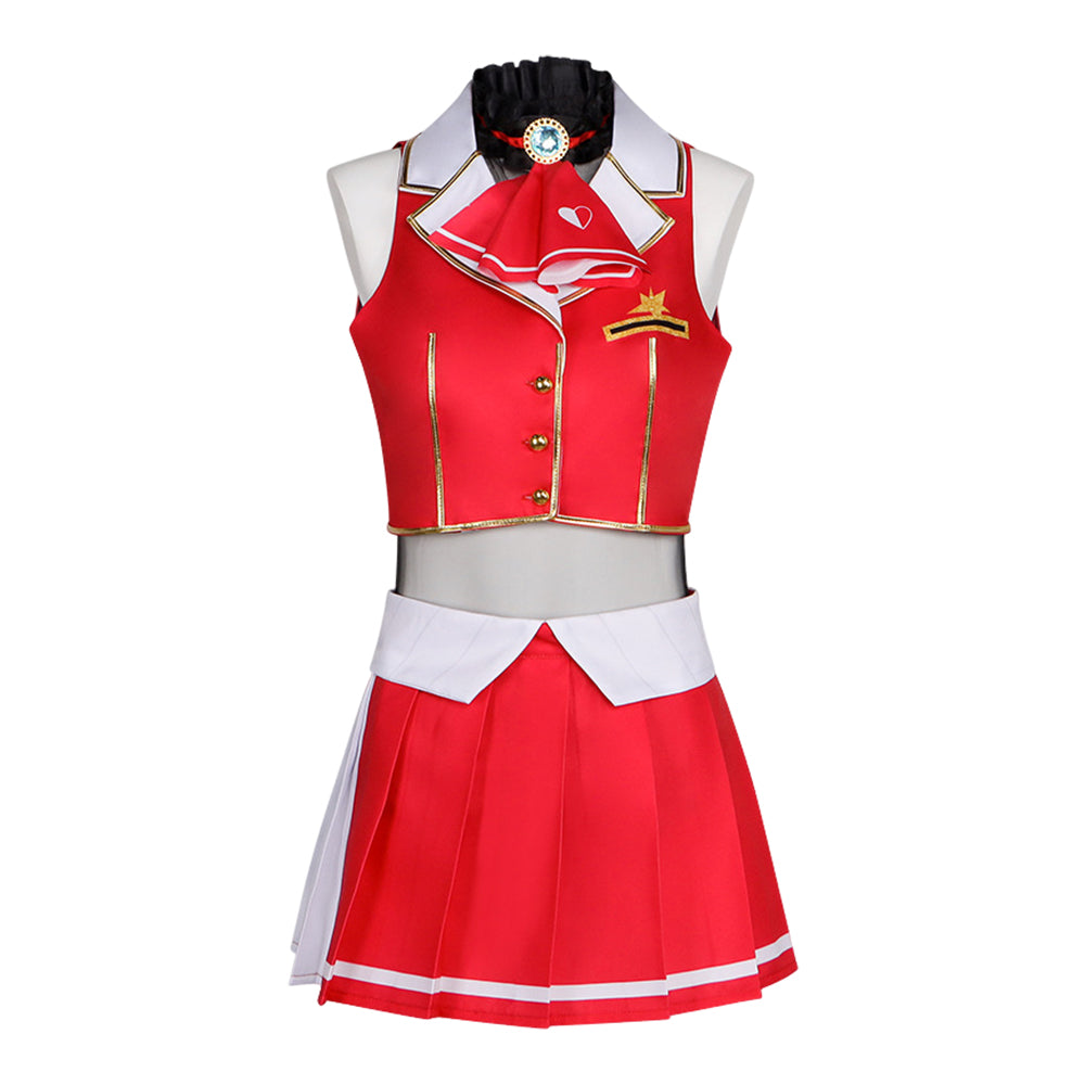 Cosplay Costume Houshou Marine Hololive Youtuber Cosplay Tenue Noire et Rouge Femme