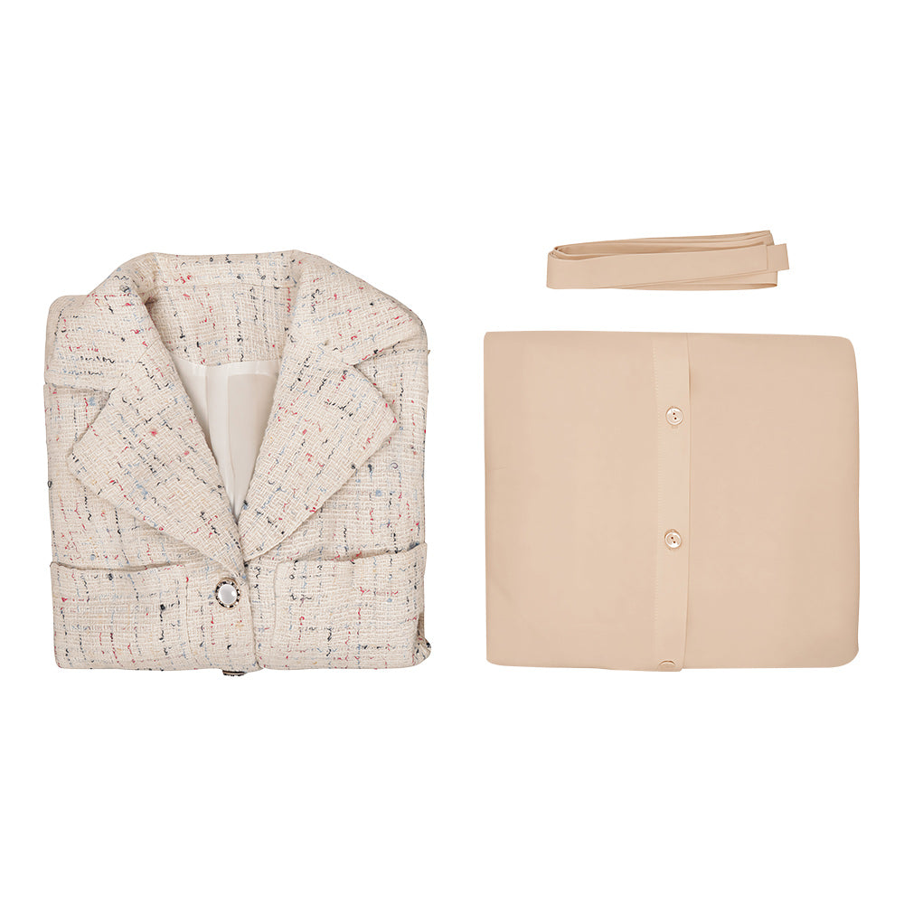 Cosplay Costume Im Han-rim Teach You a Lesson(2026) TV Cosplay Veste Beige+Chemise Abricot Femme