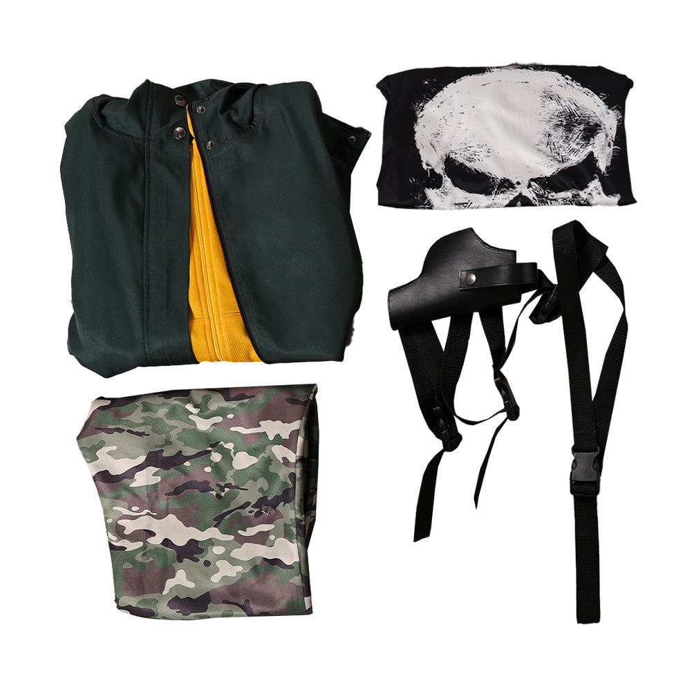  Cosplay Costume Jean Grey Film Cosplay Top Noire-Jaune+Pantalon de Camouflage Tenue Femme