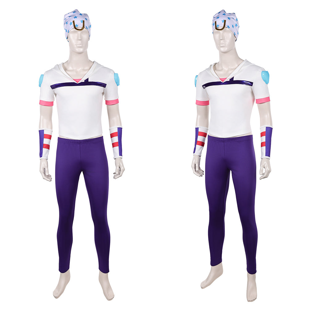 Cosplay Costume Johnny Joestar JJBA 7(2026) Anime Cosplay Tenue Blanche et Violette Homme