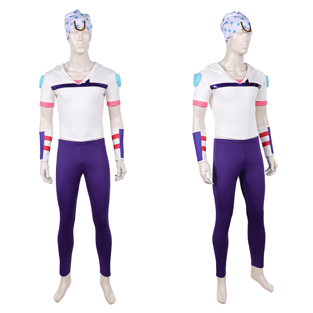Cosplay Costume Johnny Joestar JJBA 7(2026) Anime Cosplay Tenue Blanche et Violette Homme